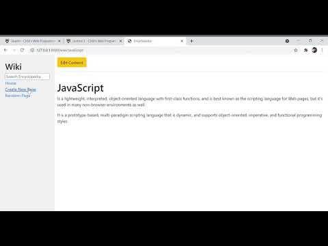 CS50web, Project 1 (Wiki)