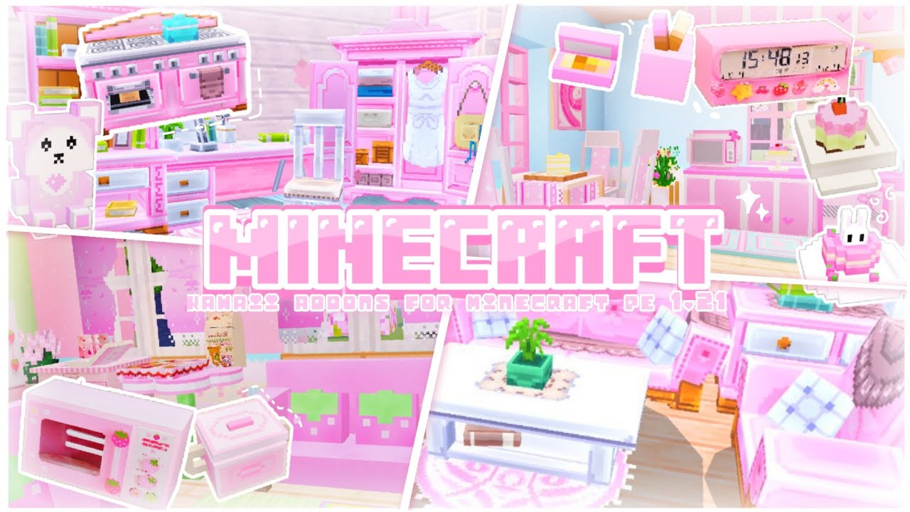 more kawaii mods for 1.21+ ༘⋆ 🍧🥛 !! pastel, furniture, dollhouse, strawberries