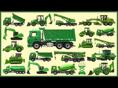 Green Construction Trucks! 🚜💚 Big Machines in Action! + More Nursery Rhymes & Kids Songs