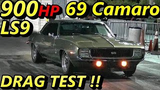 DRAG TEST !! 900 HP LS9 POWERED 1969 Camaro SS !! - 1/4 Mile - Road Test TV by Road Test TV