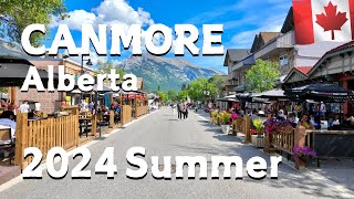 CANMORE, Canada | Downtown Walking Tour 2024 summer 4K | The Canadian Rockies, Alberta