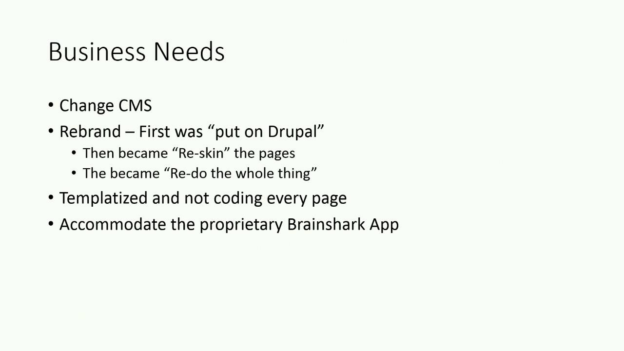 DrupalCon New Orleans 2016: Case Study: Brainshark - Migration from Sitecore in 90 Days