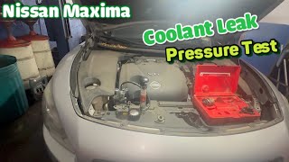 Pressure testing Nissan Maxima Cooling system to find Leaking radiator  OVER HEATING?