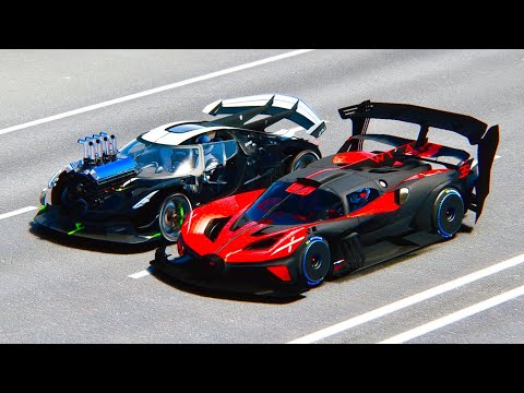 Bugatti Bolide GTR Concept vs Koenigsegg Dragster Concept at Drag Race 24 KM