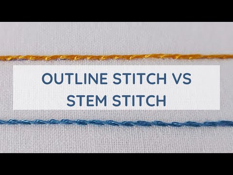 Outline stitch vs Stem stitch hand embroidery video tutorial