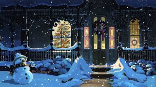 1940s cozy Christmas snowy night with nostalgic oldies playing in another room 🎅🎄