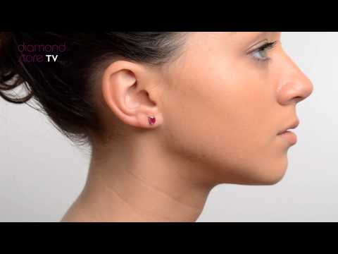 FEG23-TY - Ruby 5 x 4mm 18K White Gold Earrings