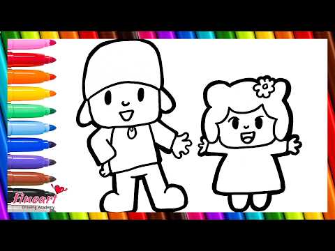 Draw and Color Pocoyo and His Little Sister, Bea 👶👧 Drawings for Kids