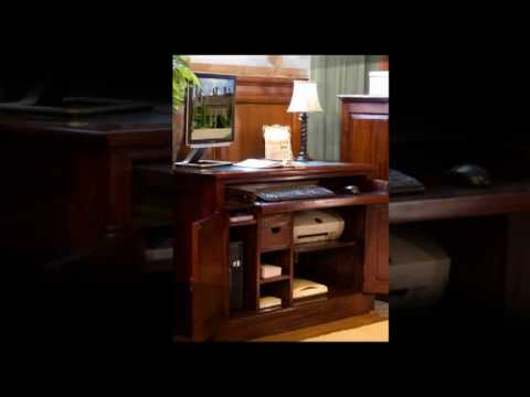 Mahogany concealed computer desk workstation, free UK shipp