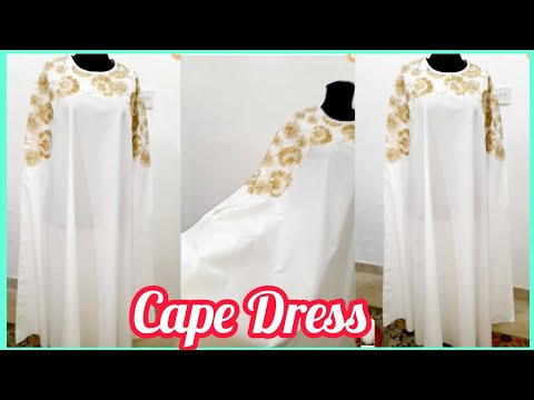 Simple cape dress with embroidery