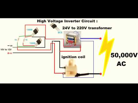 Make an inverter - high voltage 12V DC to 50000V AC Video