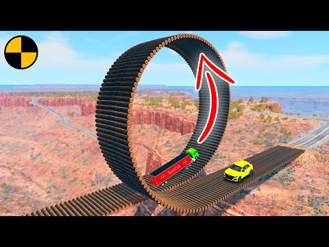 Cars vs Loop Log Bridge #2 😱 BeamNG.Drive