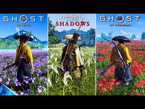 Ghost of Yotei vs Assassin's Creed Shadows vs Ghost of Tsushima - Graphics and Details Comparison