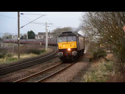 Class 47 No. 47804 and LMS Black 5s Nos. 44871 and 45407 leaving Craigendoran Junction