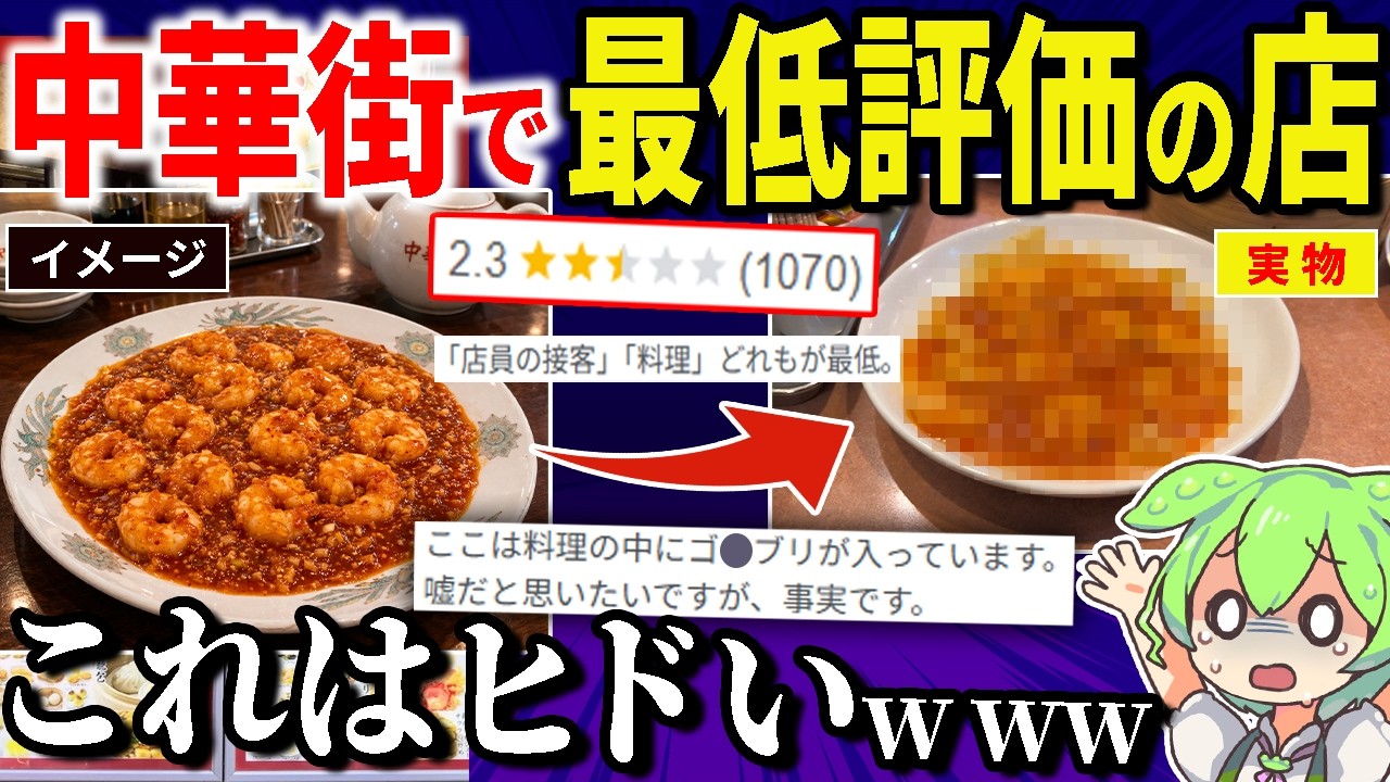 【閲覧注意】横浜中華街で最低評価の食べ放題に行ってみた結果、黒いアイツが・・・【ずんだもん＆ゆっくり解説】