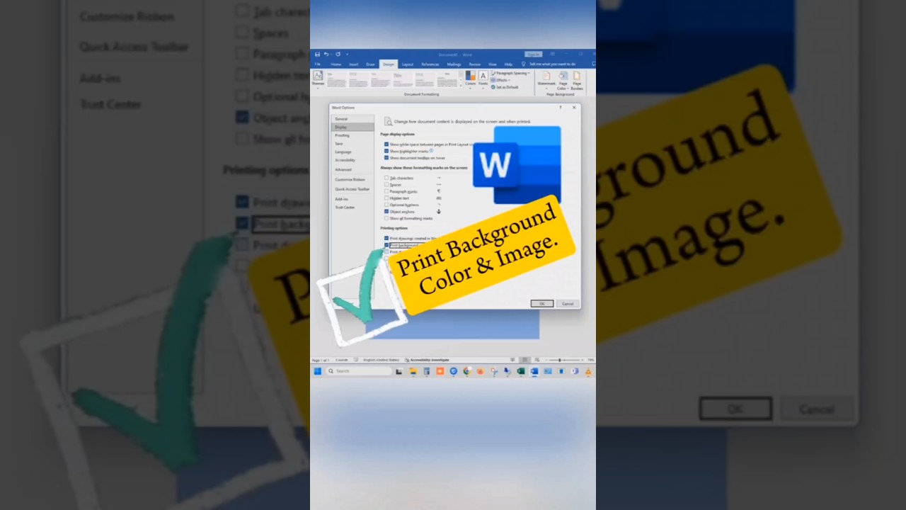 Print Background Color & Image in MS WORD |Enable Print Background feature in WORD #mswordshortcuts