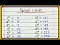 Squares 1 to 50 || Learn 1 to 50 square root