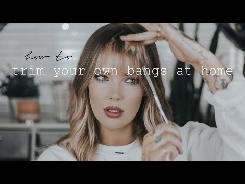 HOW TO TRIM and CUT YOUR OWN BANGS at home! *super easy method* // @ImMalloryBrooke thumnail