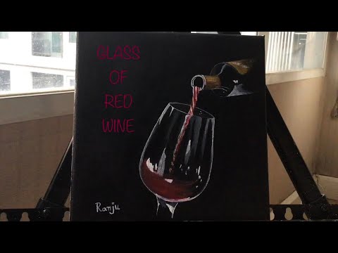 Daily challenge # 4 GLASS OF RED WINE | Step by step Acrylic | Tutorial canvas  painting | for kids