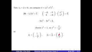 Video6_4: Complex Eigenvalues eigenvectors; repeated EV.  Elementary differential equations