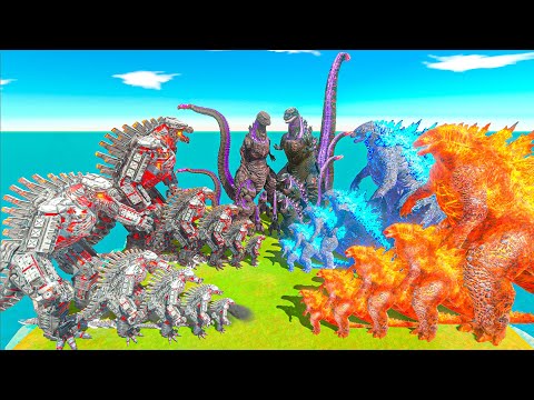 Epic Godzilla War 2 vs 2 : Growing Shin Godzilla vs Mechagodzilla vs Thermo Godzilla Size Comparison