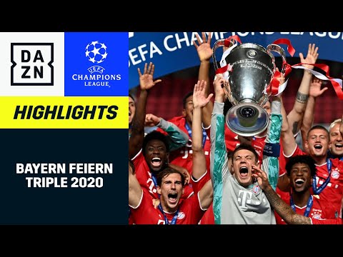 Pokal-Übergabe: Bayern feiern Triple 2020 | UEFA Champions League | DAZN Highlights