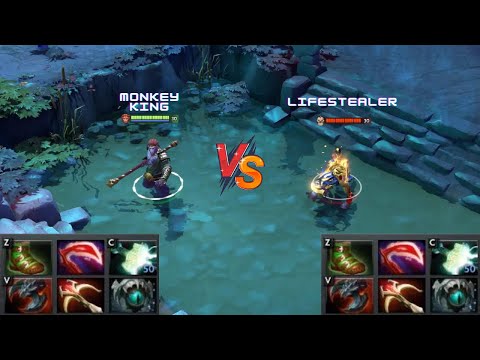 Dota 2 | Monkey King vs Lifestealer lvl 30 | Normal Attacks Only | Same Full Items