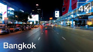 4K🇹🇭 Bangkok | Driving Downtown at Night - Ratchadamri to Sukhumvit Road - 11/Mar/2022