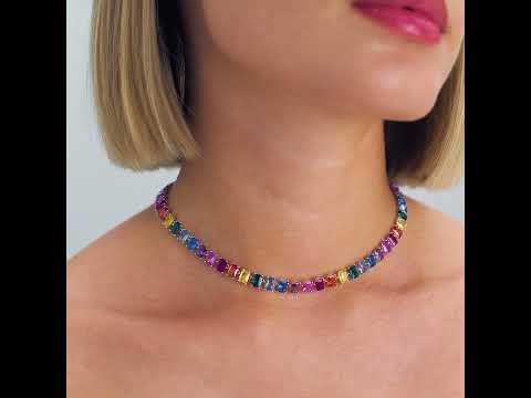 Blyštivý náramek s barevnými kubickými zirkony Fancy Joyful Rainbow FJR02