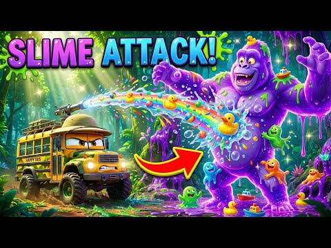 JUNGLE BUS vs ENERGY GORILLA! 🦍🌿 Slime Rescue Mission | Happy Bus