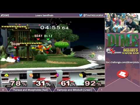 DIME 15 Melee - Thoraxe and Moophobia (Red) vs Blitzbolt and Hamyojo (Green) - Losers Semifinals