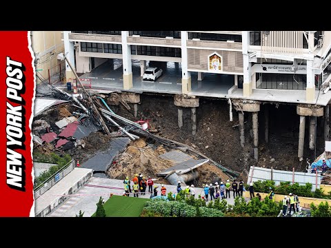 MASSIVE Sinkhole Forms From Collapsed Road in Bangkok