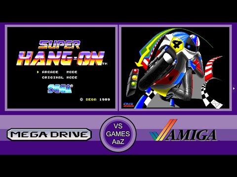Super Hang-On (Sega Genesis VS AMIGA)Side By Side Comparison Graphics