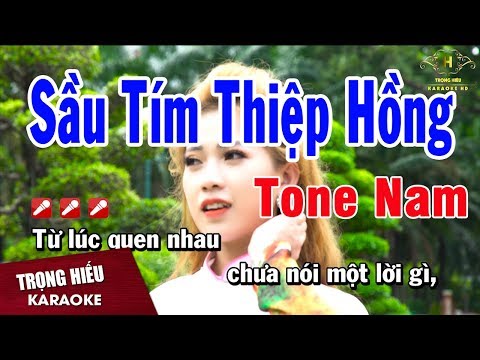 Karaoke Sầu Tím Thiệp Hồng Tone Nam Nhạc Sống | Trọng Hiếu