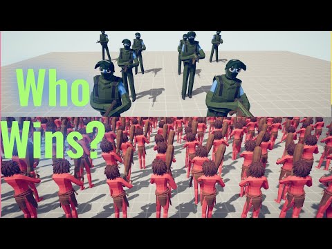 8 modern Soldiers Against 200 Clubber ! Tottaly Accurate battle Simulator TABS