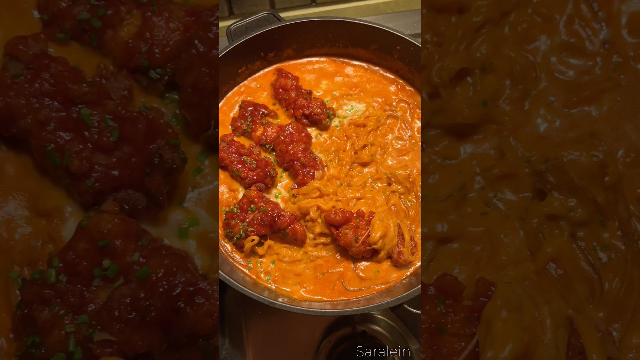 Spicy Korean chicken tenders with Ramen