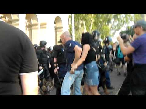 Budapest Gay Pride 2012 Counter Demonstration - Police Dog Squad fights back fascist mob