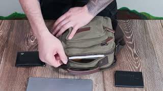 Містка вертикальна сумка для чоловіків із текстилю Vintage 22238 оливковий