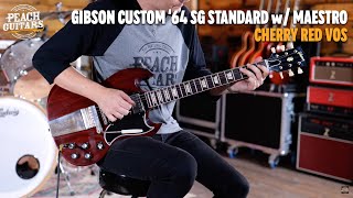 Video thumbnail for No talking...Just Tones | Gibson Custom 1964 SG Standard Reissue Cherry Red w/ Maestro Vibrola VOS by Peach Guitars