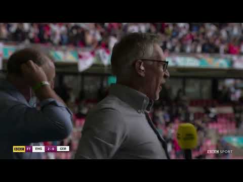 BBC Football Pundits celebrate England goal against Germany