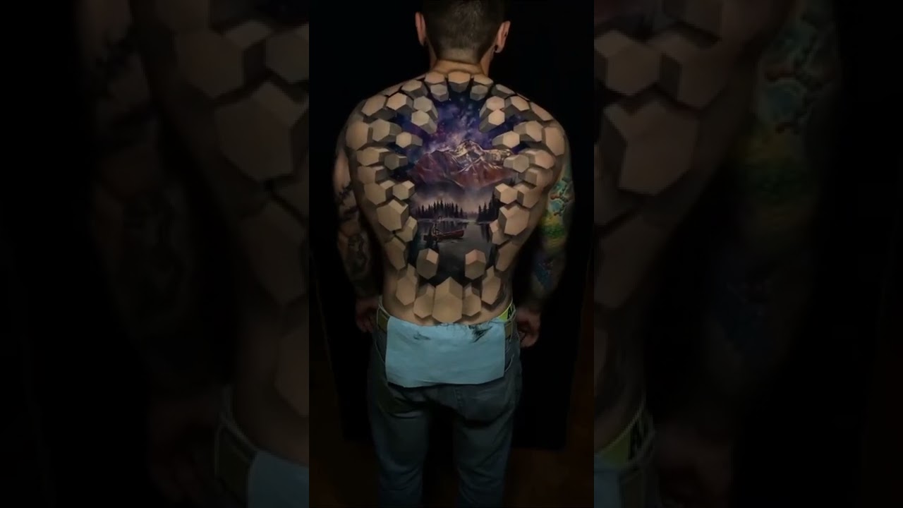 Realistic Tattoo, Realism Tattoo, 3D Tattoo, Back Tattoo (Done By Artist: Jesse Rix) #shorts