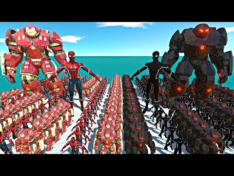 Hulkbuster Team + Spiderman Team vs Shadow Itself - Animal Revolt Battle Simulator