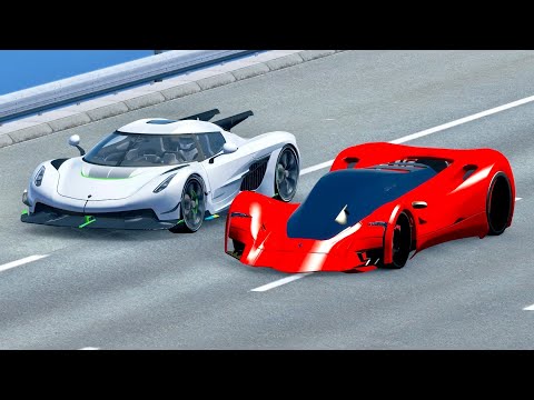 Koenigsegg Jesko Absolut vs Ferrari Marte 2050 Concept - Drag Race 20 KM
