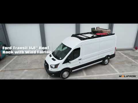 Aluminum Van Roof Rack Pro for Ford Transit 148" with Wind Fairing | MELIPRON