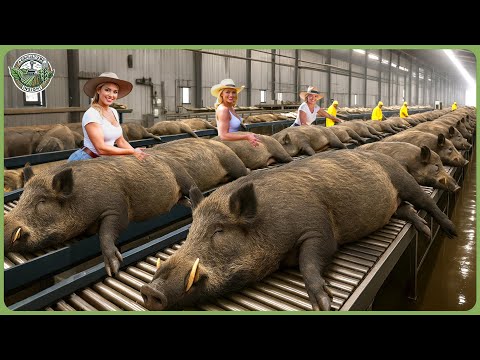 How Millions of Wild Boars Are Trapped & Processed – Massive Wild Boar Farming For Meat