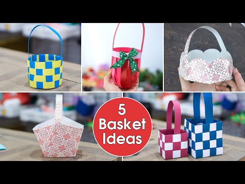 5 Beautiful Easter Paper Basket Ideas | DIY Easy Easter Basket | Simple Paper Basket Making