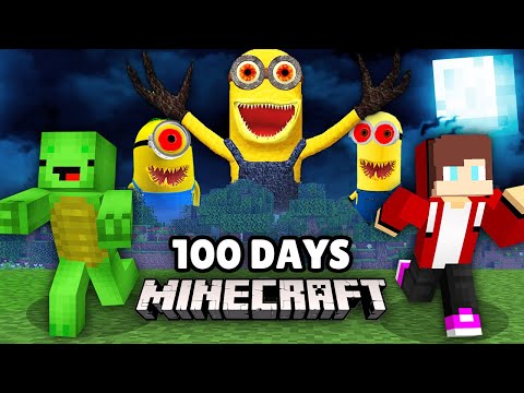 Surviving 100 Days with Scary MINIONS.EXE in Minecraft