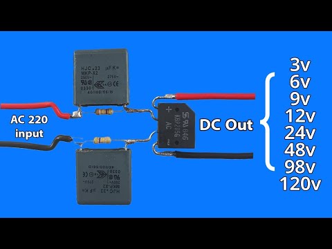 220 volt to 3v-6v-9v-12v-24v-48v-98v-120v dc led driver circuit without transformer