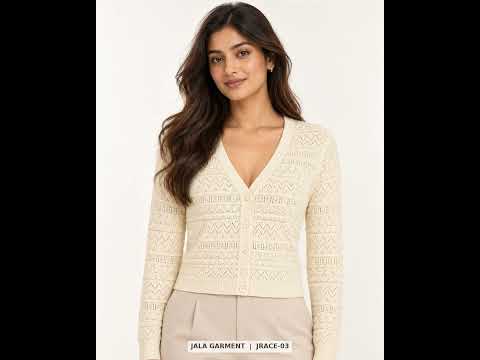 Women’s Cotton Pointelle V-Neck Cardigan video 4