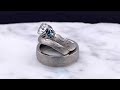 video - Mokume Three Stone Engagement Ring with Blue Sapphire